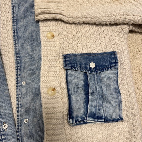 Blank NYC Denim and Cream Knit Cardigan - Picture 6 of 6